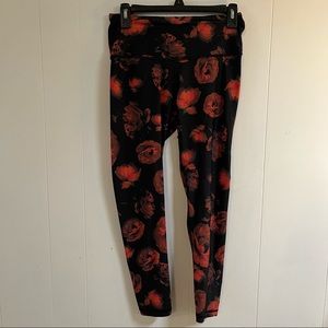 Red roses floral black leggings Victoria Sport
